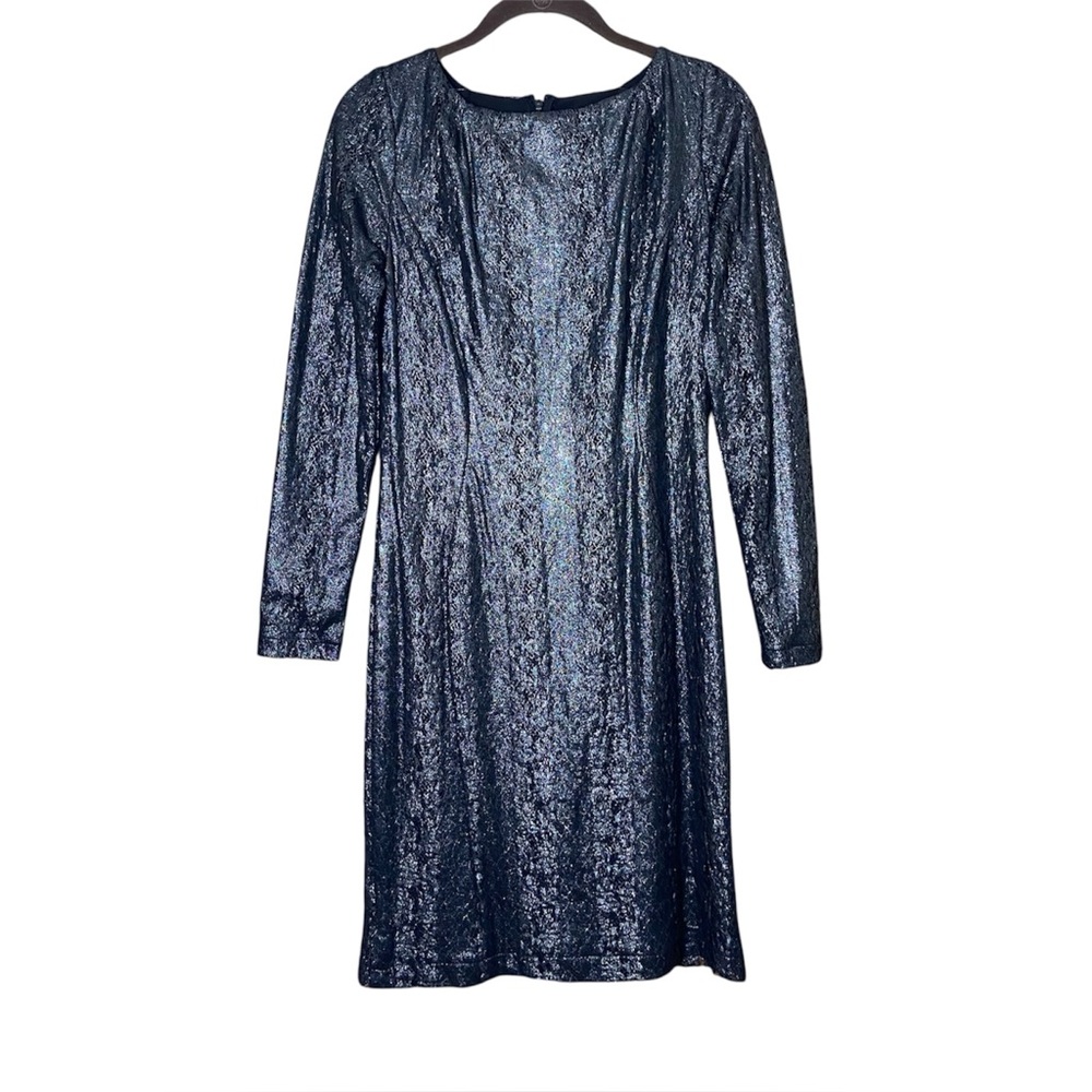 Cache 90s Glam Metallic Midi Dress Size 10 Mob Wife